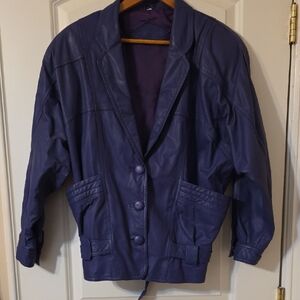 Vintage Purple Rain Era Leather Jacket 80s 90s  Statement Belted S